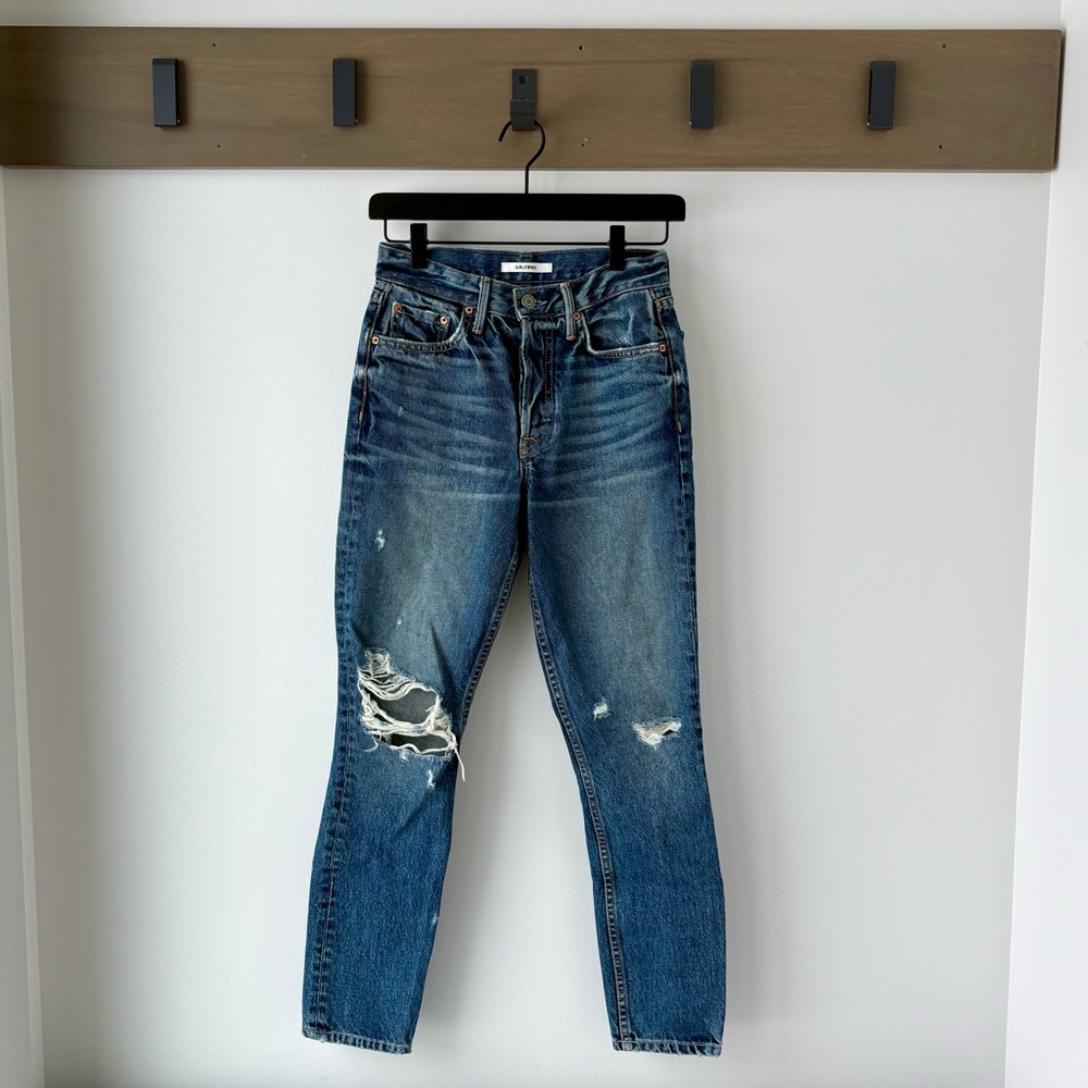 GRLFRND Karolina Distressed High-Rise Skinny Jeans - Size 24